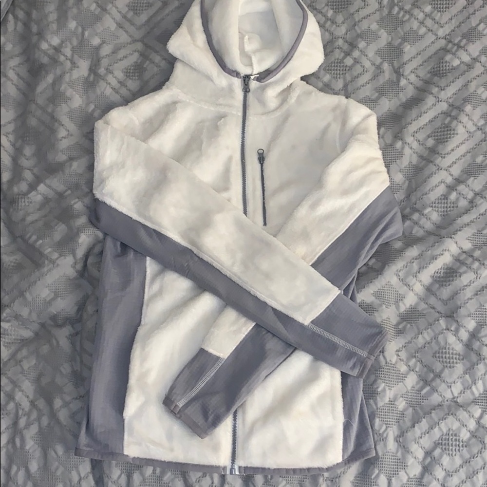 White and grey zip up